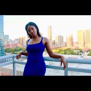 American Apparel Blue Bodycon Mid Length Dress S/M